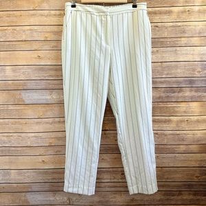 Tommy Hilfiger Ivory Pinstripe Linen Cropped Dress Pants Size 12